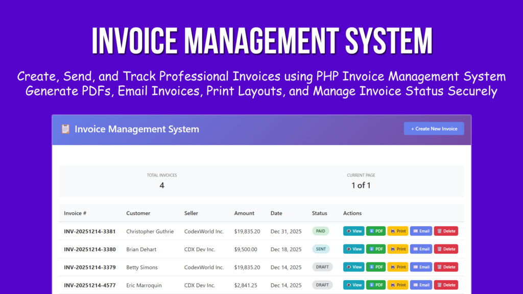 Invoice Management System | PDF & Email Invoices